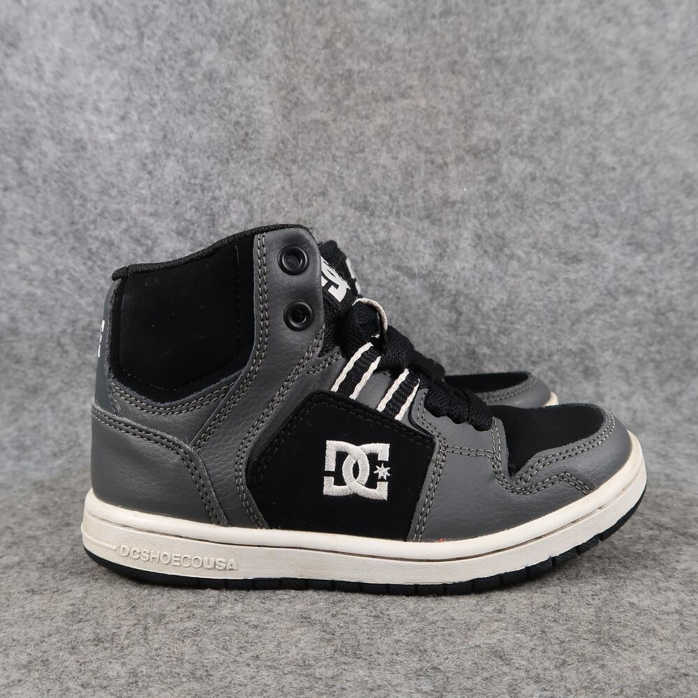 DC Shoes Youth 12 Sneakers Spark High Skateboarding Lace Up Grey Black Casual